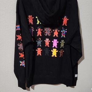 Grateful Dead Hoodie Sweat Shirt Size L Black Hoodie Colorful Bears